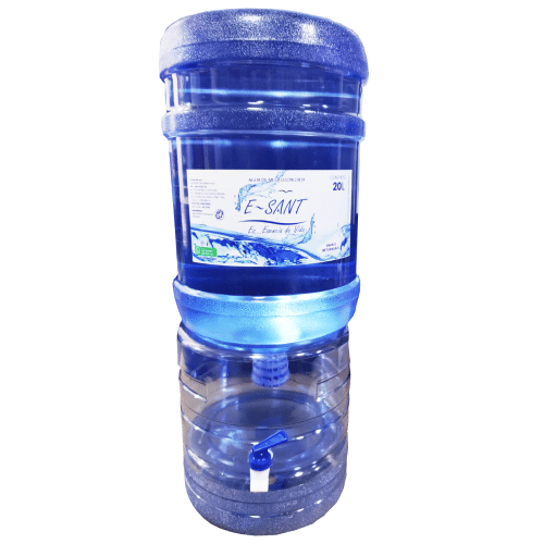 Dispensador de agua transparente + envase + bidon de agua de mesa Esant 20 litros